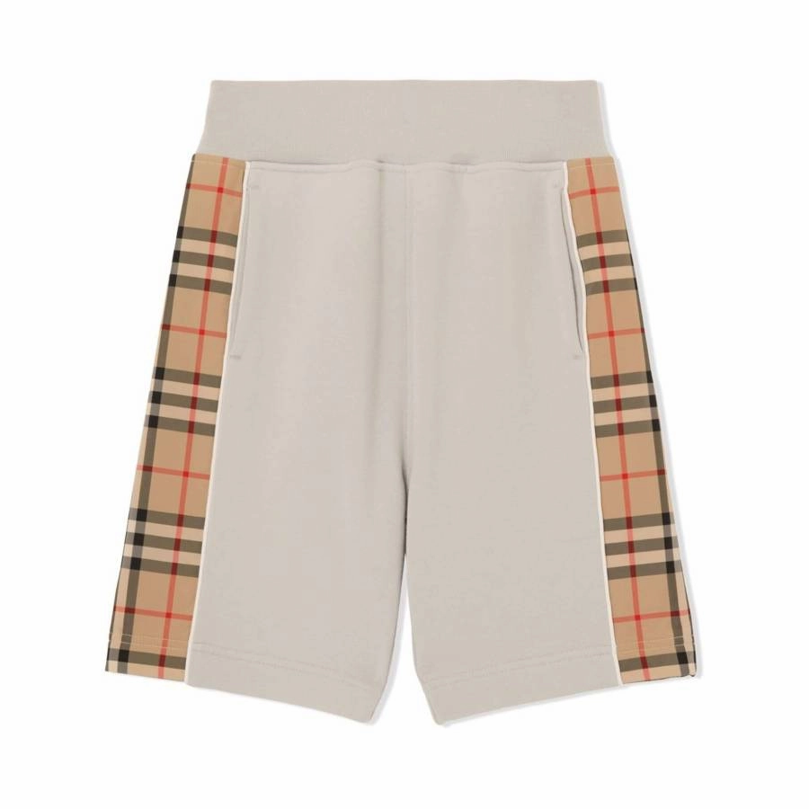 Burberry Vintage Check-Panel Cotton Shorts Boys Drawstring Athletic Shorts
