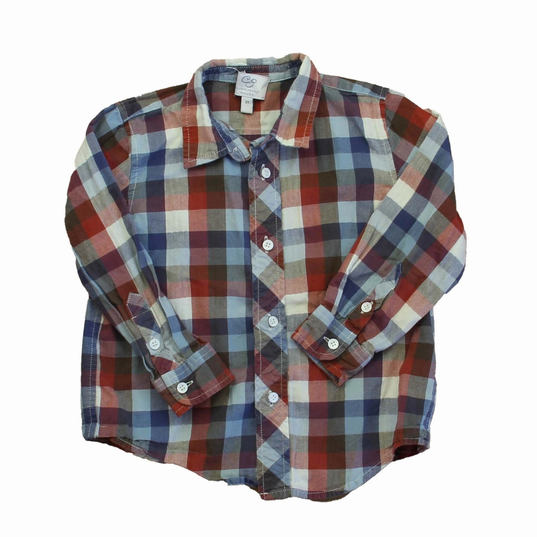 Carolina Zapf Boys Blue | Red Check Button Down Long Sleeve graphic tees for boys, polo shirts boys