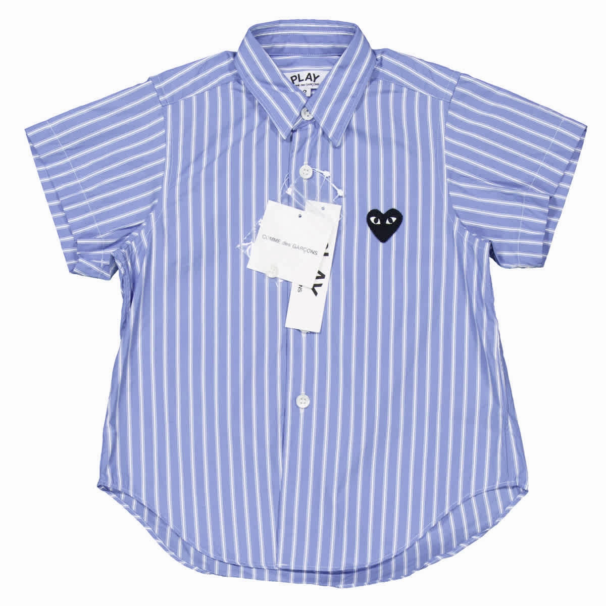 Cdg Play Kids Striped Cotton Poplin Shirt ruffle tops girls, long sleeve tees girls