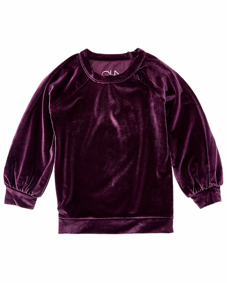 Chaser Stretch Velvet Blouson Sleeve Raglan Pullover ruffle tops girls, long sleeve tees girls