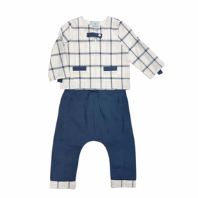 Checkered Linen Top and Pants Set 2-piece outfit boys, toddler matching sets