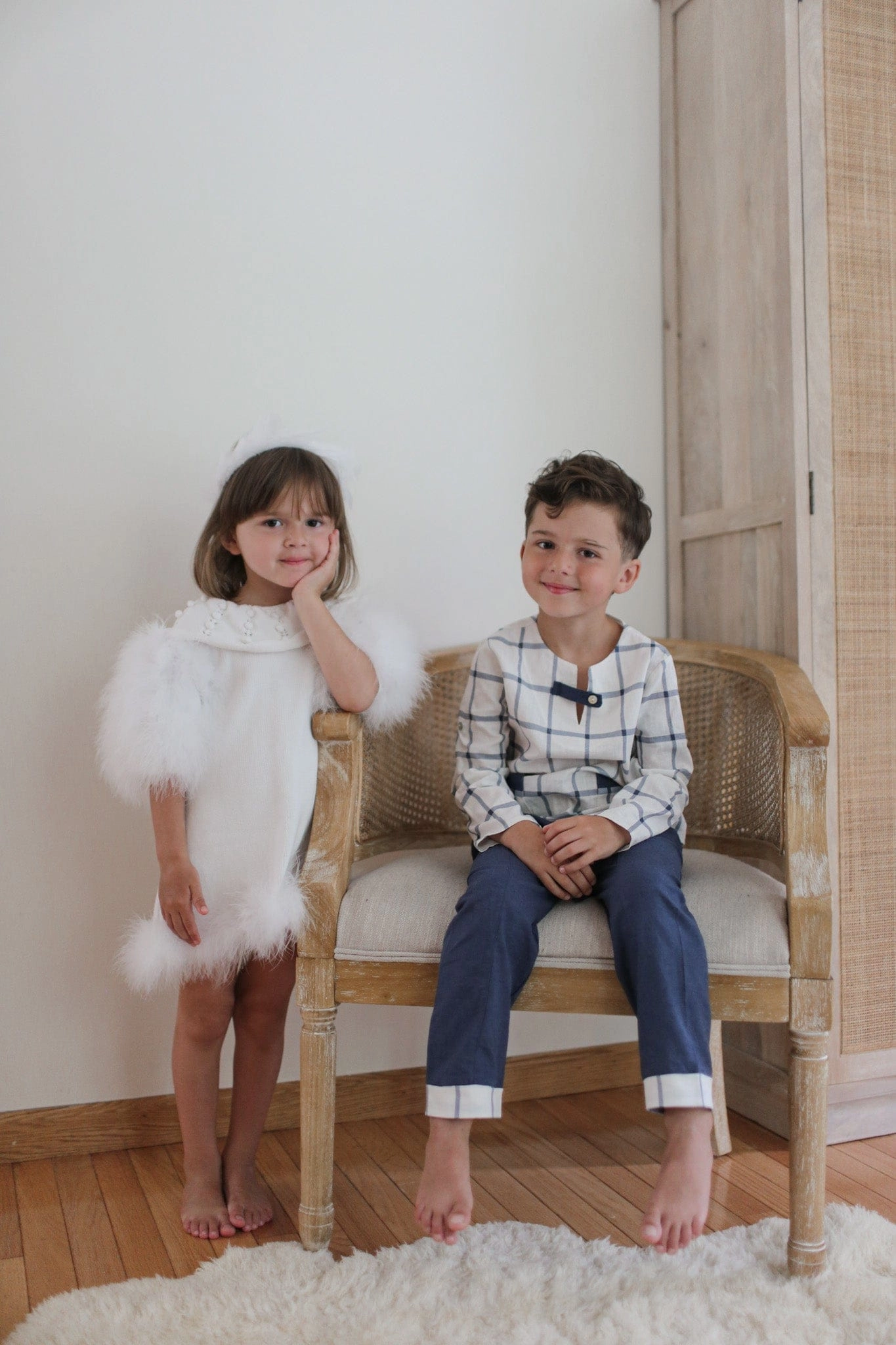Checkered Linen Top and Pants Set Boys Summer Matching Set