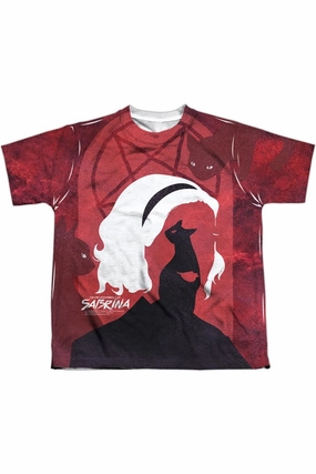 Chilling Adventures Of Sabrina Cats Short Sleeve Youth Poly Crew Tee / T-Shirt graphic tees for boys, polo shirts boys