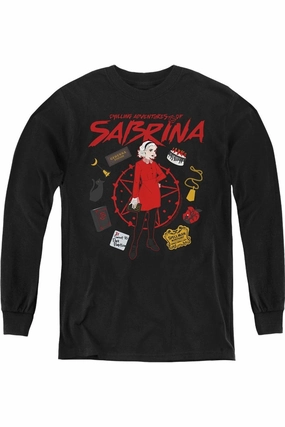 Chilling Adventures Of Sabrina Circle Youth Long Sleeve Sweatshirt graphic tees for boys, polo shirts boys
