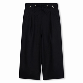 Chloe Girls Embroidered Logo Linen Trousers, Size 8Y leggings girls, wide leg pants girls