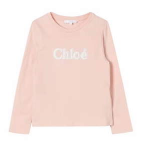 Chloe Girls Embroidered Logo Long-Sleeve Top ruffle tops girls, long sleeve tees girls