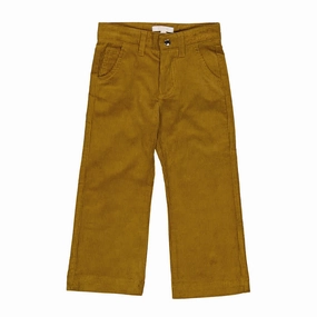 Chloe Girls Gold Yellow Velvet Corduroy Trousers leggings girls, wide leg pants girls