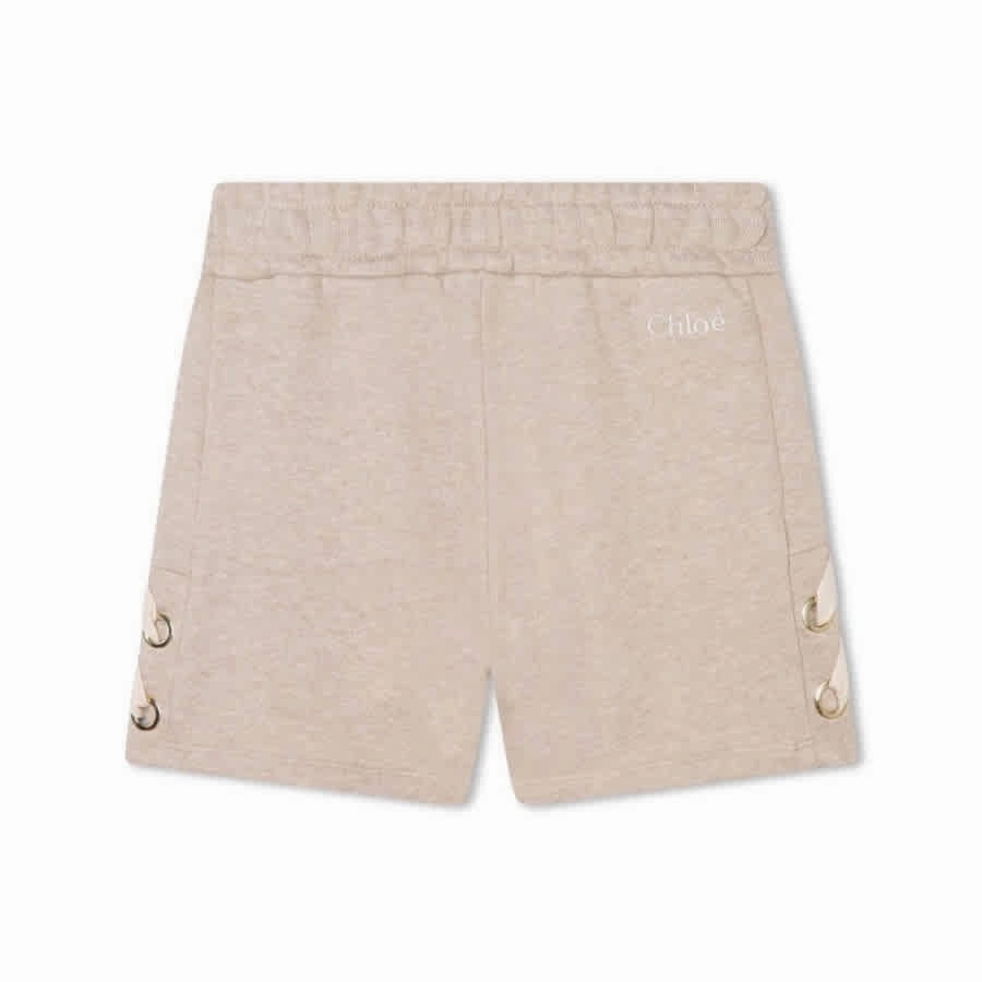 Chloe Girls Logo Embroidered Cotton Shorts Girls Scallop Hem Shorts