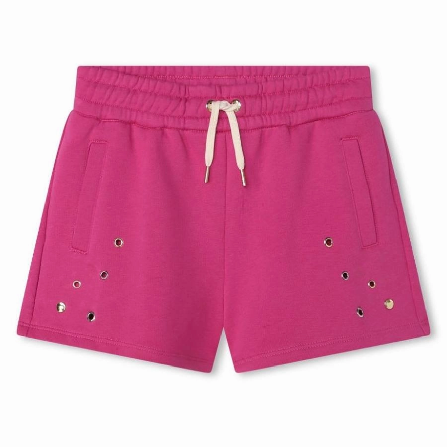 Chloe Girls Organic Cotton Eyelet-Detailed Shorts girls bermuda shorts, bike shorts girls