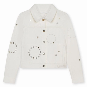 Chloe Kids Embellished- Eyelet Shirt Jacket girls trench coats, waterproof jackets girls