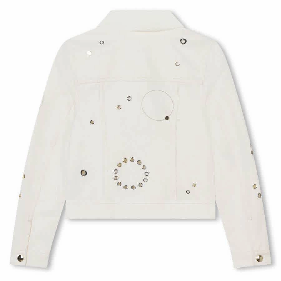 Chloe Kids Embellished- Eyelet Shirt Jacket Girls Sherpa Coat