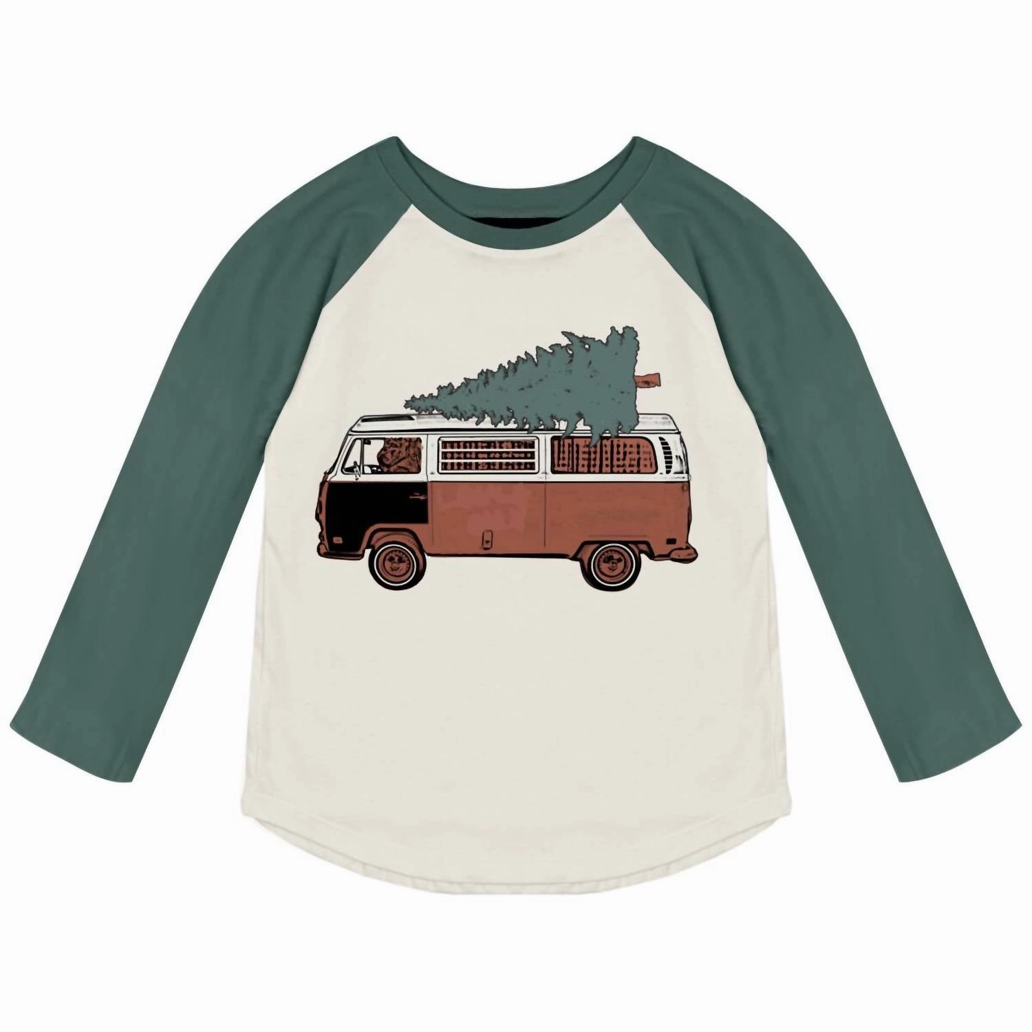 Christmas Mobile Long Sleeve Tee - Unisex Kids In Forest/natural graphic tees for boys, polo shirts boys