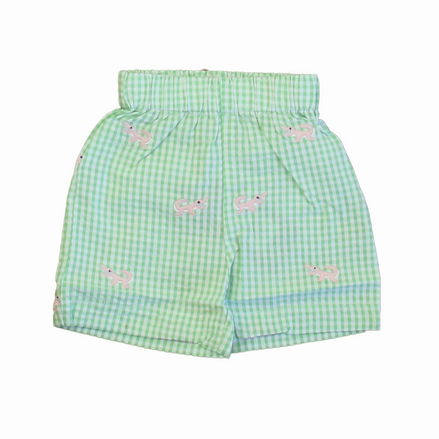 Classic Prep Boys Apple Green Gingham with Alligators Shorts boys athletic shorts, cargo shorts boys