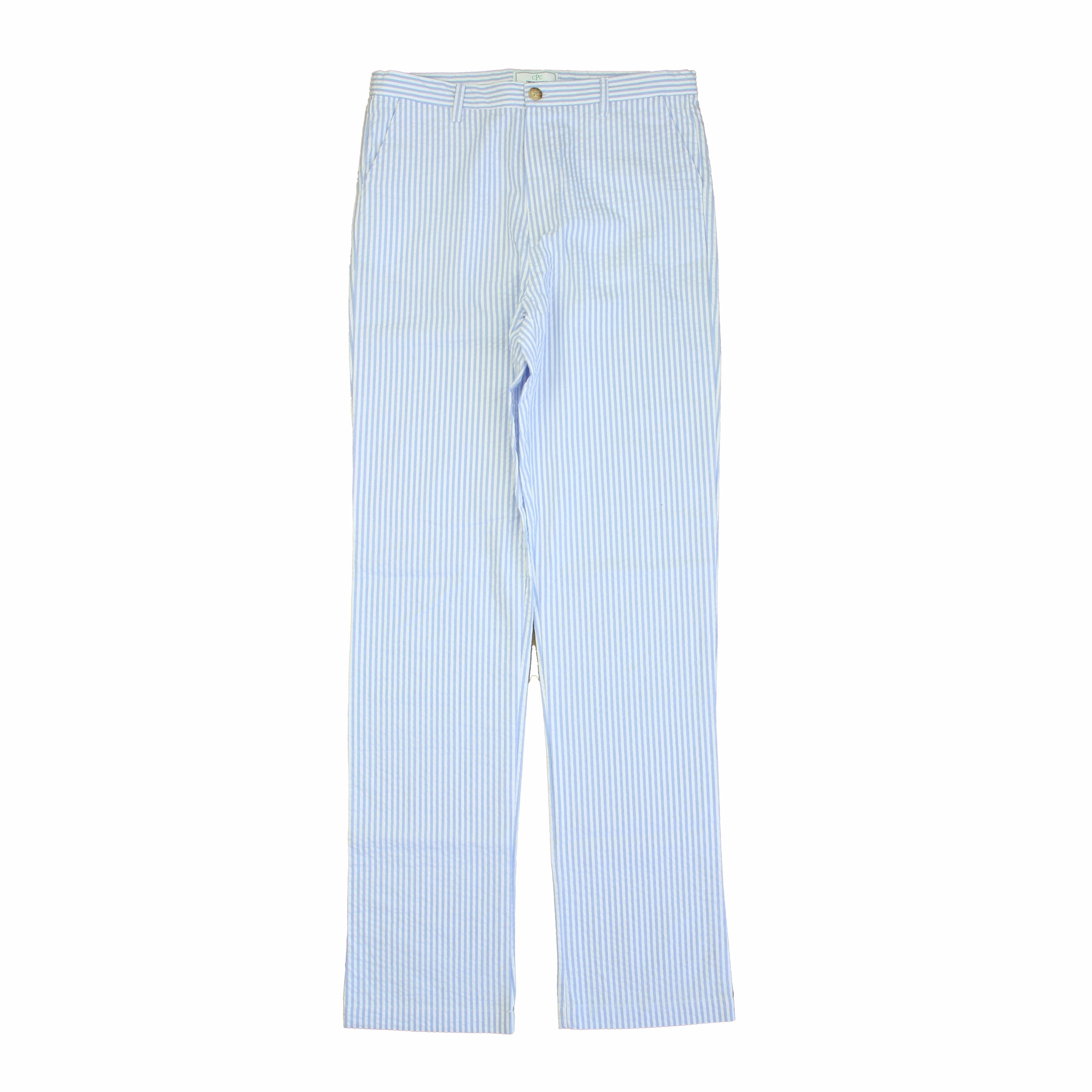 Classic Prep Boys Blue Seersucker Pants Boys Elastic Waist Trousers