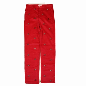 Classic Prep Boys Crimson w/ Woody Embroidery Corduroy Pants boys jogger pants, school uniform pants boys