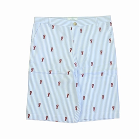 Classic Prep Boys Lobsters on Blue Stripe Shorts Size: 6-14 Years boys athletic shorts, cargo shorts boys