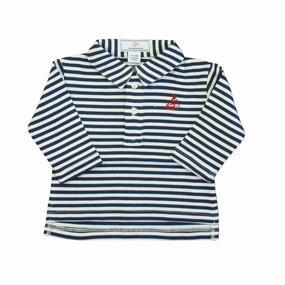 Classic Prep Boys Navy | Bright White | Red Rugby Shirt Size: 0-6 Months graphic tees for boys, polo shirts boys