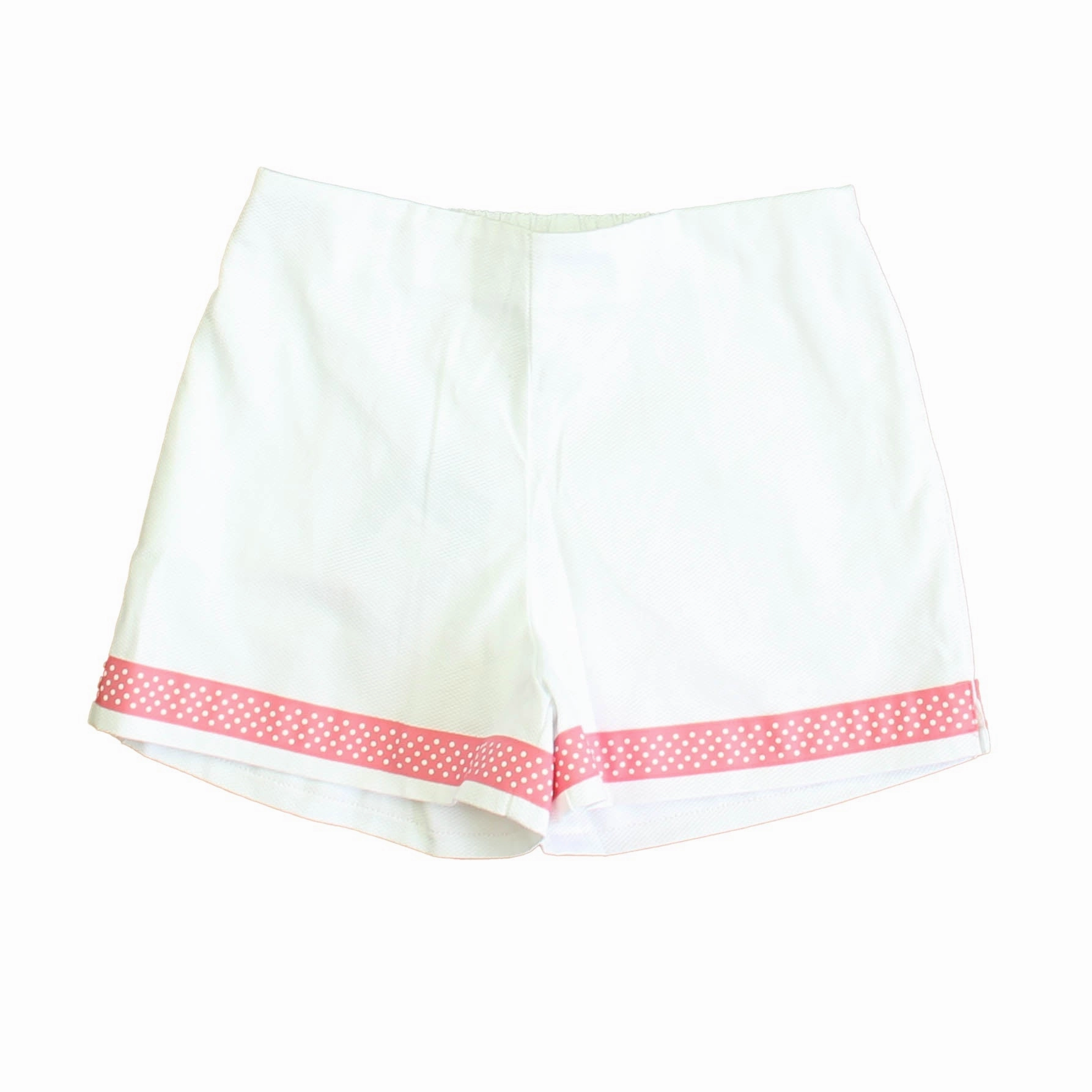 Classic Prep Girls Bright White | Pink Shorts Size: 6-14 Years Girls Scallop Hem Shorts