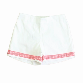 Classic Prep Girls Bright White | Pink Shorts Size: 6-14 Years girls bermuda shorts, bike shorts girls