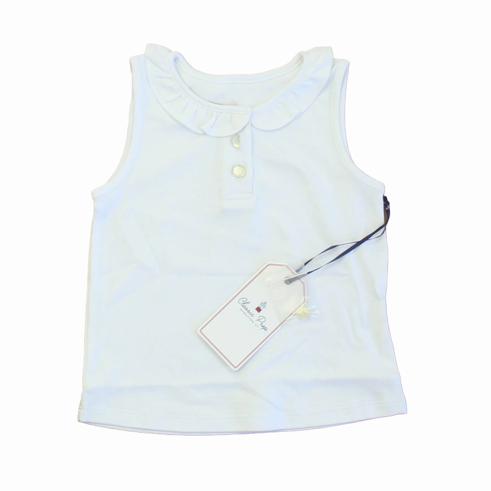 Classic Prep Girls Bright White Polo Shirt Size: 12-24 Months ruffle tops girls, long sleeve tees girls