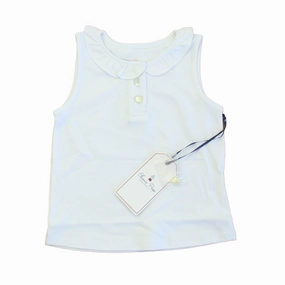 Classic Prep Girls Bright White Polo Shirt Size: 12-24 Months ruffle tops girls, long sleeve tees girls