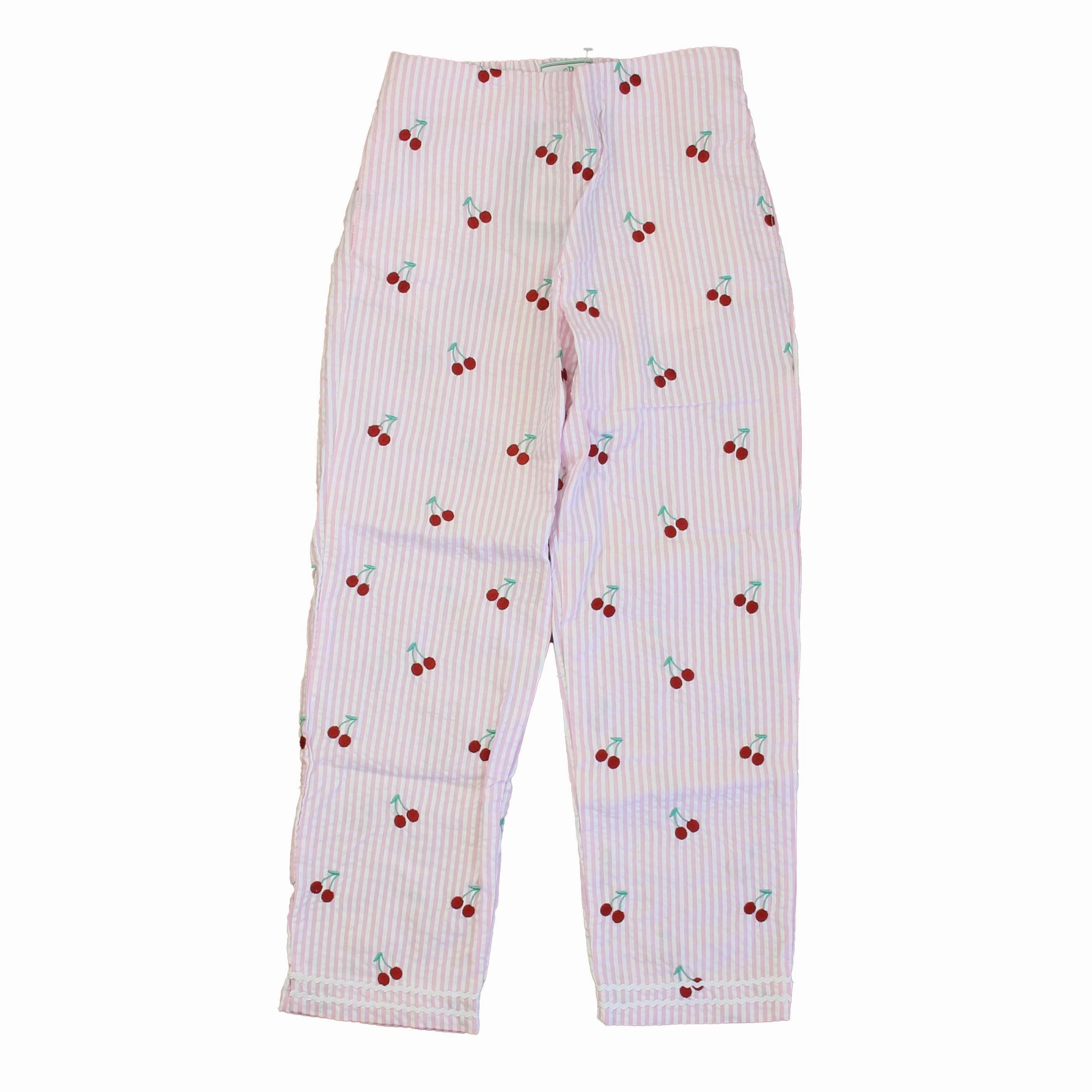 Classic Prep Girls Cherries on Pink Stripe Pants boys jogger pants, school uniform pants boys
