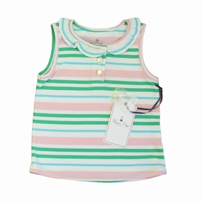 Classic Prep Girls Lilly's Pink Multistripe Polo Shirt ruffle tops girls, long sleeve tees girls
