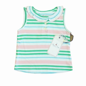 Classic Prep Girls Lilly's Pink Multistripe Polo Shirt Size: 12-18 Months ruffle tops girls, long sleeve tees girls