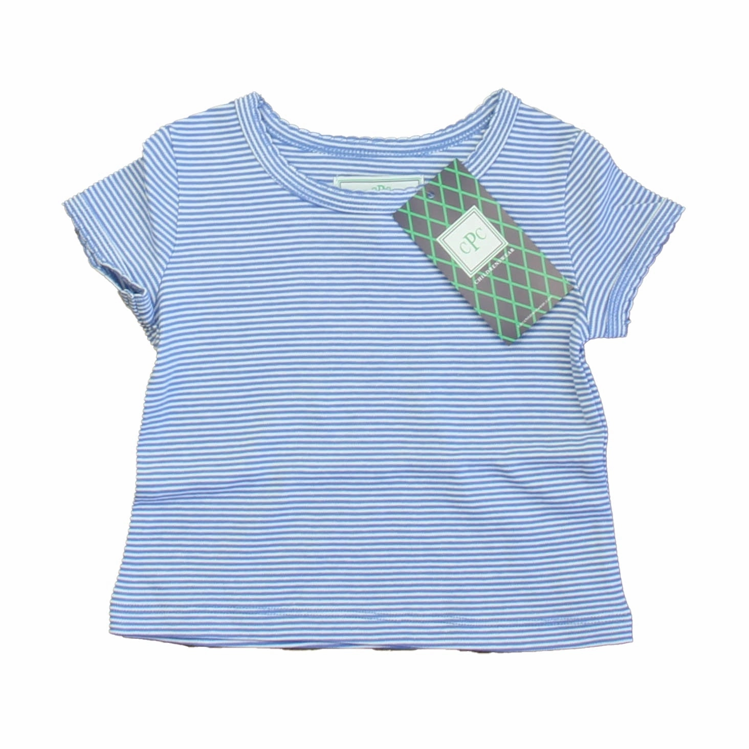 Classic Prep Girls Ultra Marine & White Stripe Short Sleeve Shirt Size: 2-5T ruffle tops girls, long sleeve tees girls