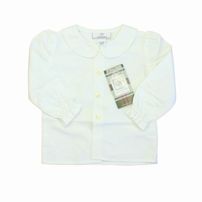 Classic Prep Girls White Blouse Size: 12-24 Months ruffle tops girls, long sleeve tees girls