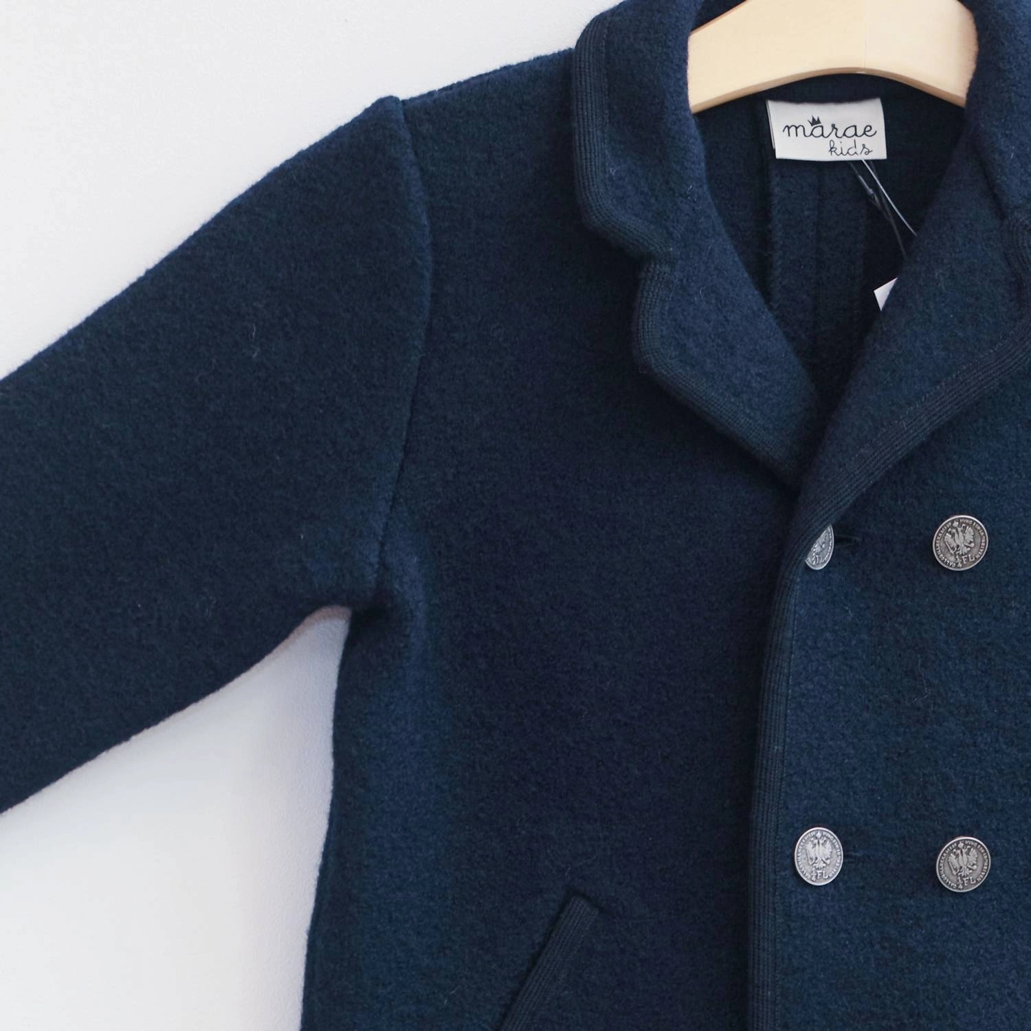 Classic Wool Jacket In Navy Boys Waterproof Parka