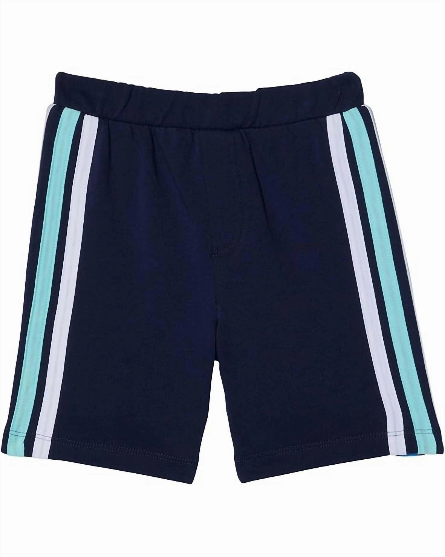 Coastin' Stripe Shorts In Blue Boys Drawstring Athletic Shorts