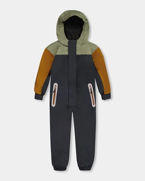 Colorblock Mid-Season One-Piece Outerwear Dark Gray, Sage, And Tan winter jackets for boys, lightweight puffer boys