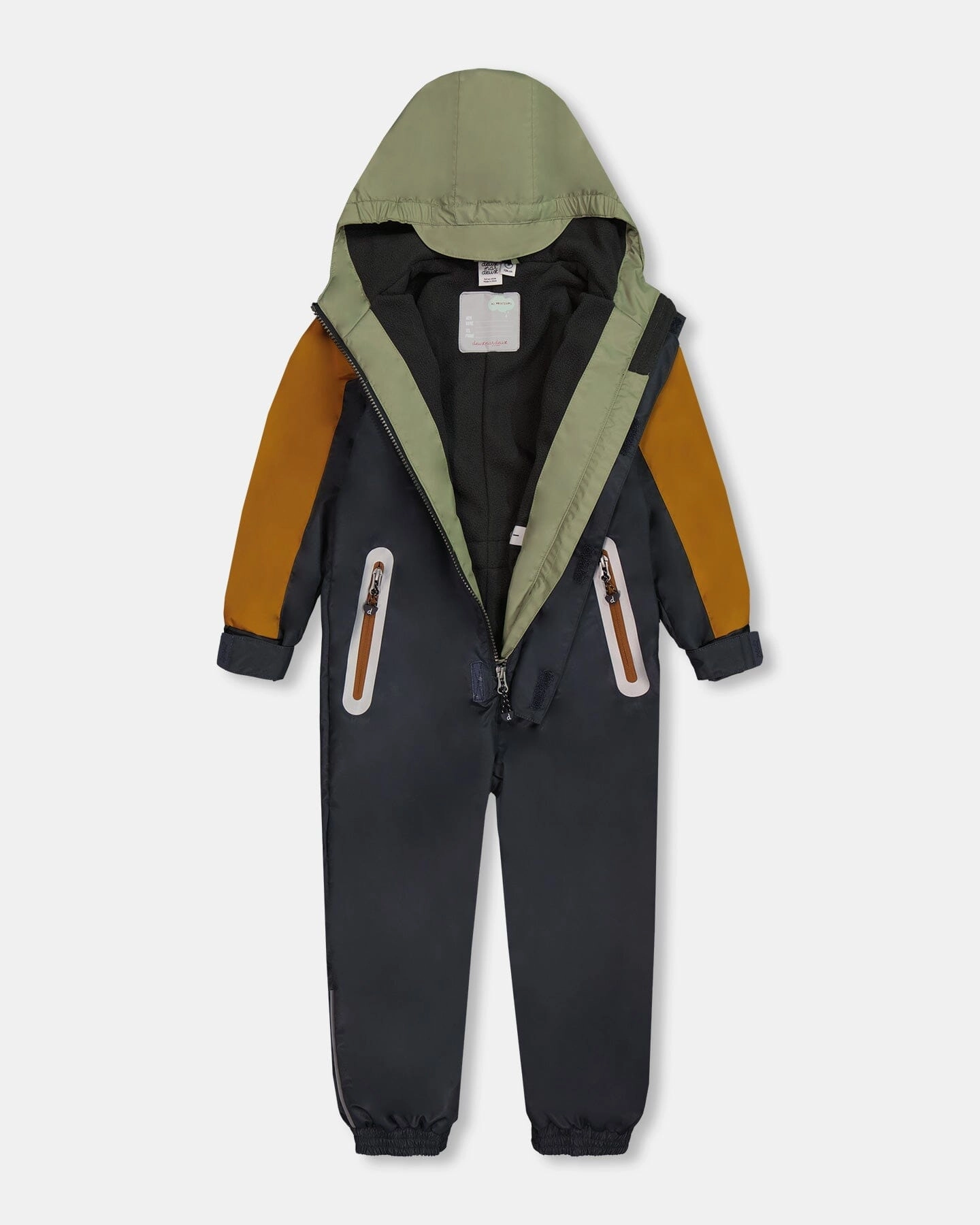 Colorblock Mid-Season One-Piece Outerwear Dark Gray, Sage, And Tan Boys Waterproof Parka