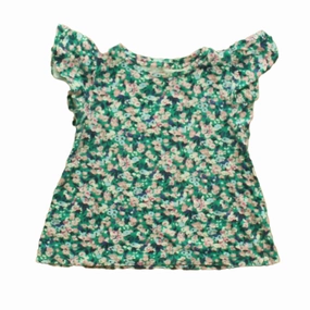 Crewcuts Girls Green Floral T-Shirt ruffle tops girls, long sleeve tees girls