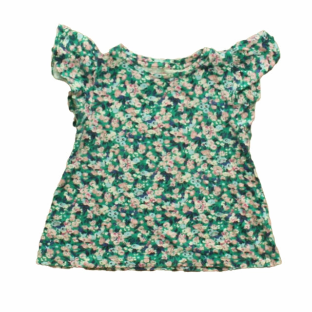 Crewcuts Girls Green Floral T-Shirt ruffle tops girls, long sleeve tees girls
