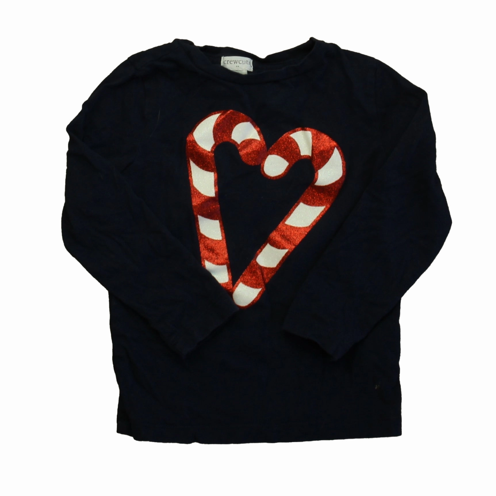 Crewcuts Girls Navy Candy Cane Long Sleeve T-Shirt Girls Tunic Top