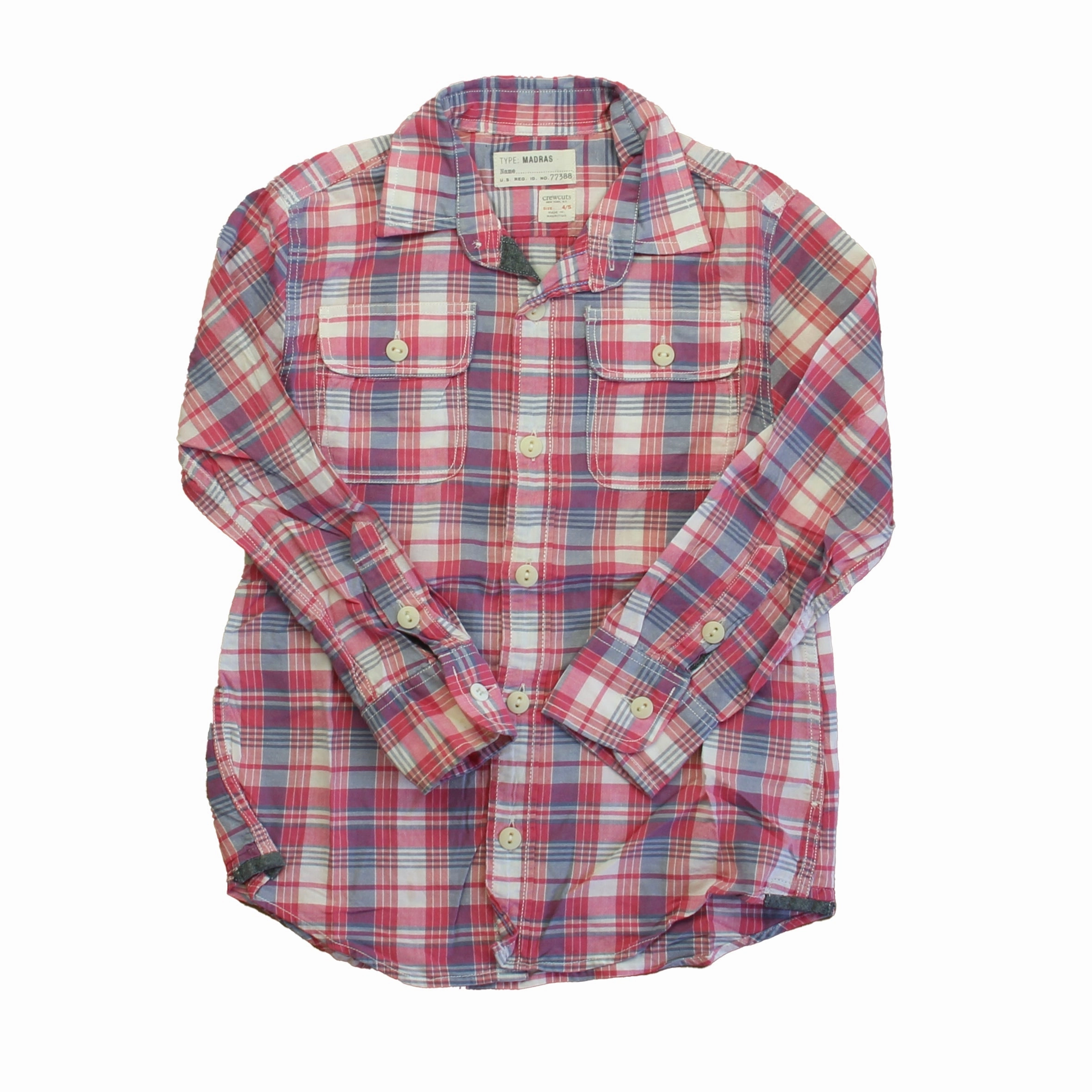 Crewcuts Girls Pink | Purple Plaid Button Down Long Sleeve ruffle tops girls, long sleeve tees girls