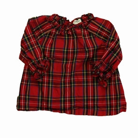 Crewcuts Girls Red Plaid Blouse ruffle tops girls, long sleeve tees girls