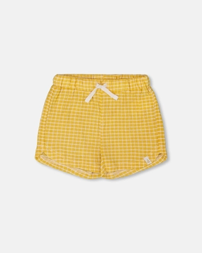Crinkle Short Pale Yellow And White girls bermuda shorts, bike shorts girls