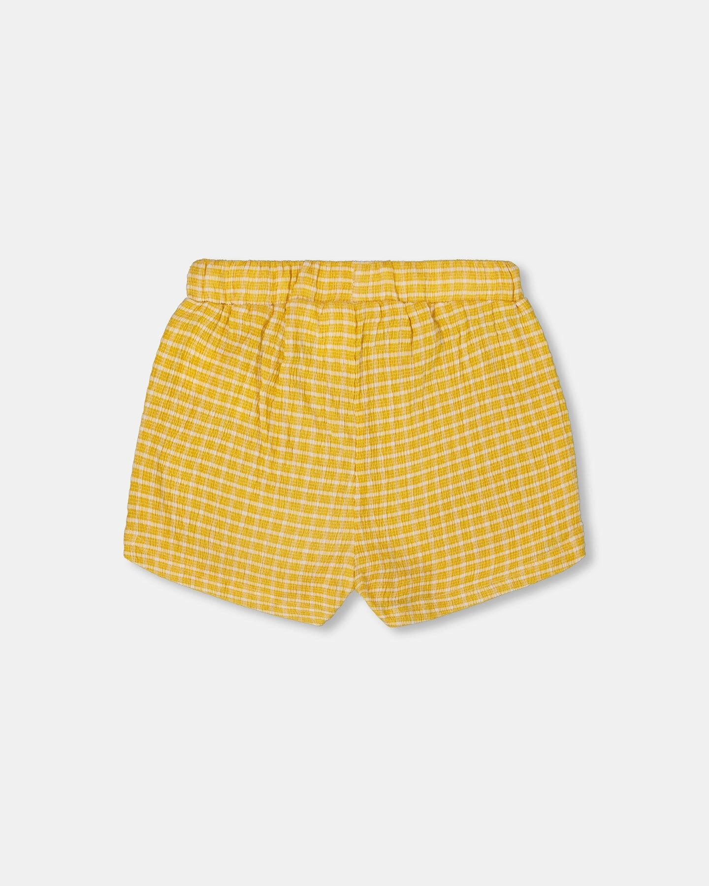 Crinkle Short Pale Yellow And White Girls Scallop Hem Shorts