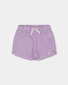 Crinkle Short White Checkered Lilac girls bermuda shorts, bike shorts girls