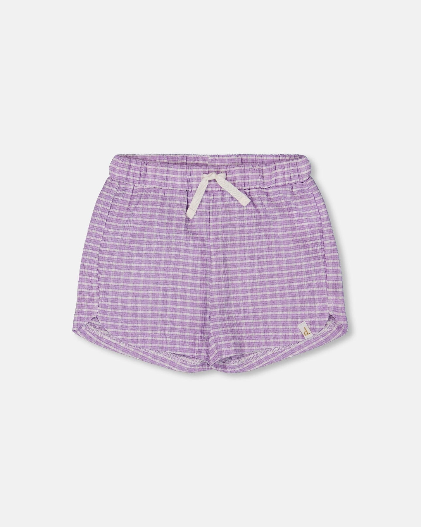 Crinkle Short White Checkered Lilac girls bermuda shorts, bike shorts girls