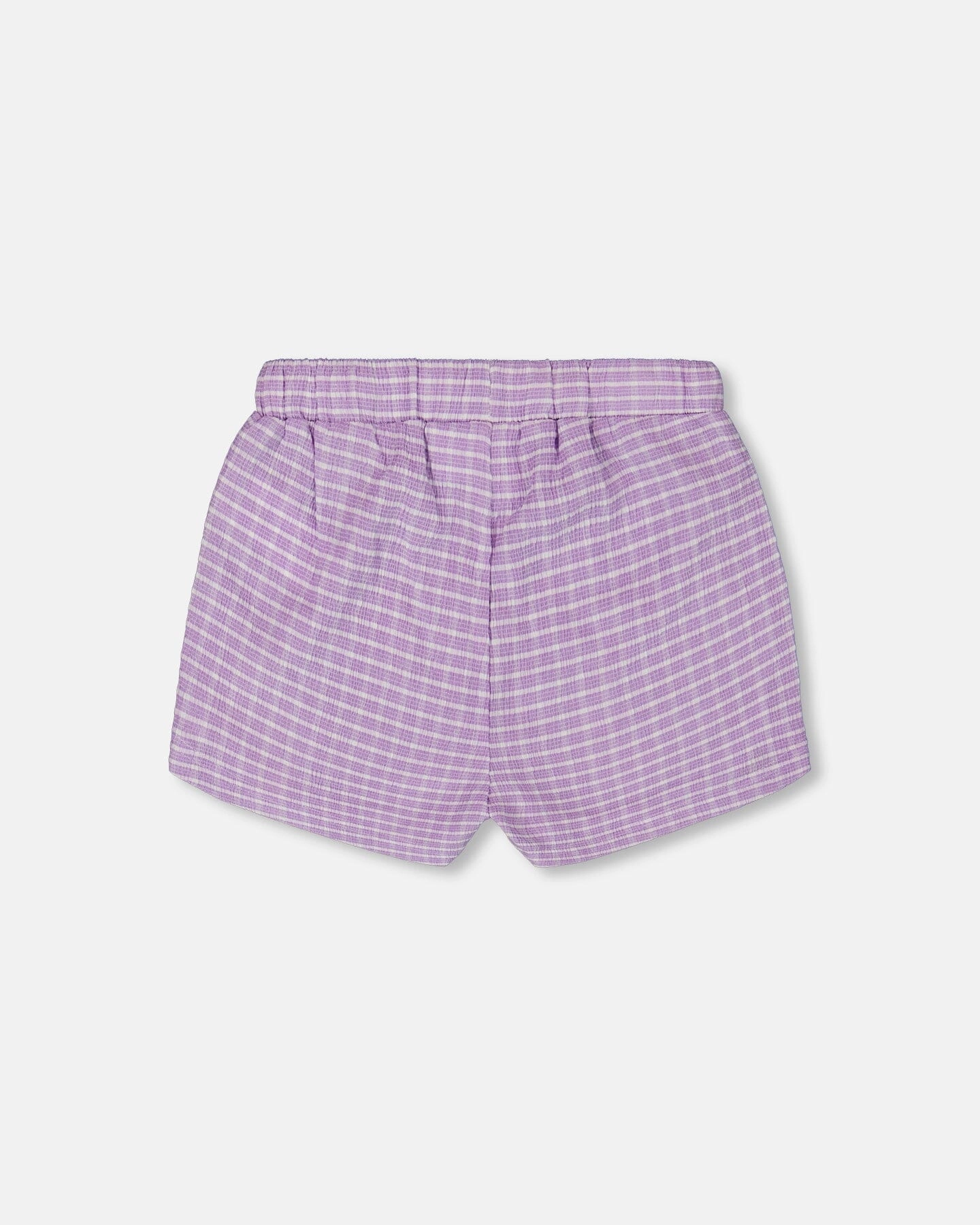 Crinkle Short White Checkered Lilac Girls Scallop Hem Shorts