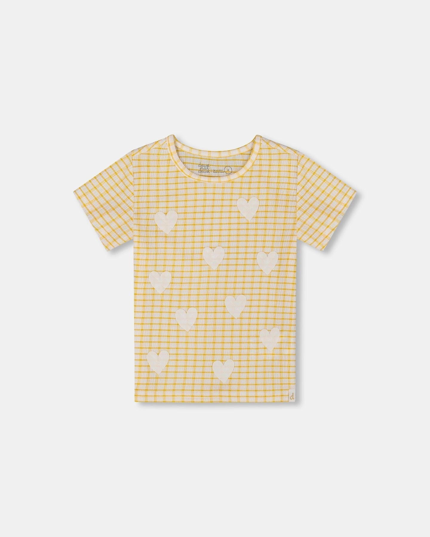 Crinkle Top With Applique Pale Yellow And White ruffle tops girls, long sleeve tees girls