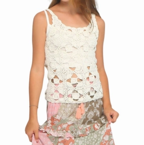 Crochet Tank Top In Ivory ruffle tops girls, long sleeve tees girls
