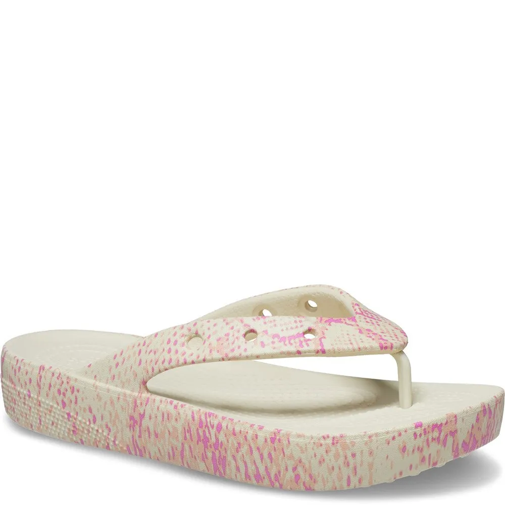 Crocs Classic Platform Snake Print Lightweight Running Shoes,Slip On Athletic Shoes,Breathable Workout Shoes