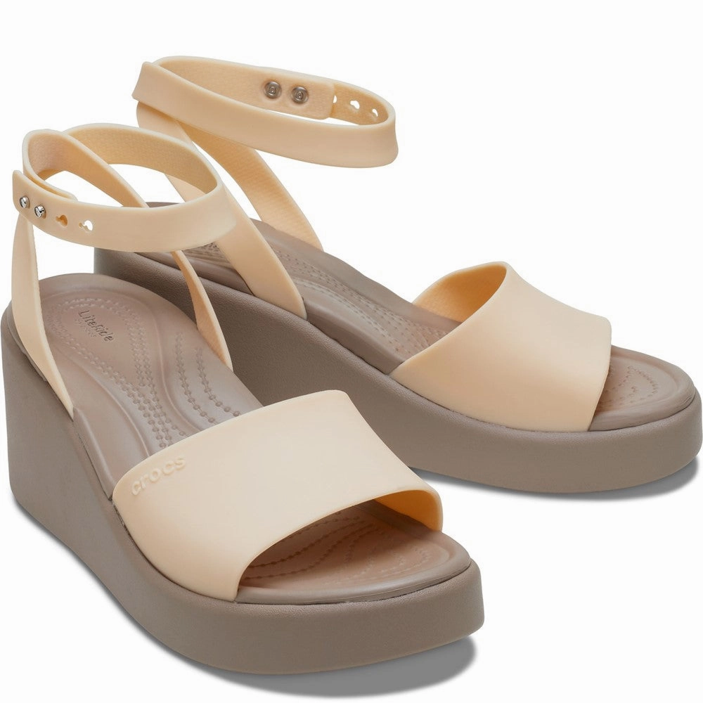 Crocs Brooklyn Ankle Strap Wedge Women's Sneakers Casual Walking Shoes