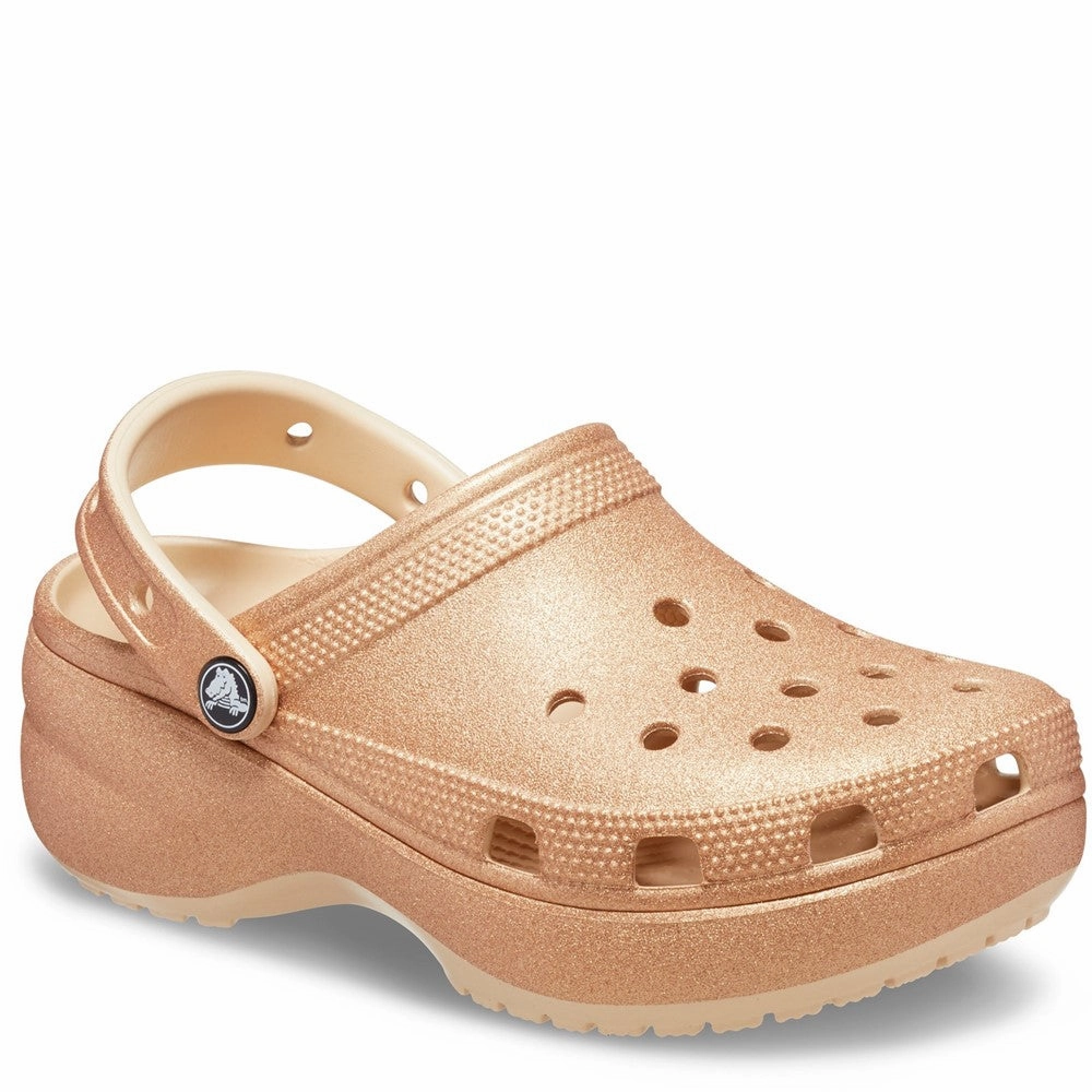 Crocs Classic Platform Glitter Clog Lightweight Running Shoes,Slip On Athletic Shoes,Breathable Workout Shoes