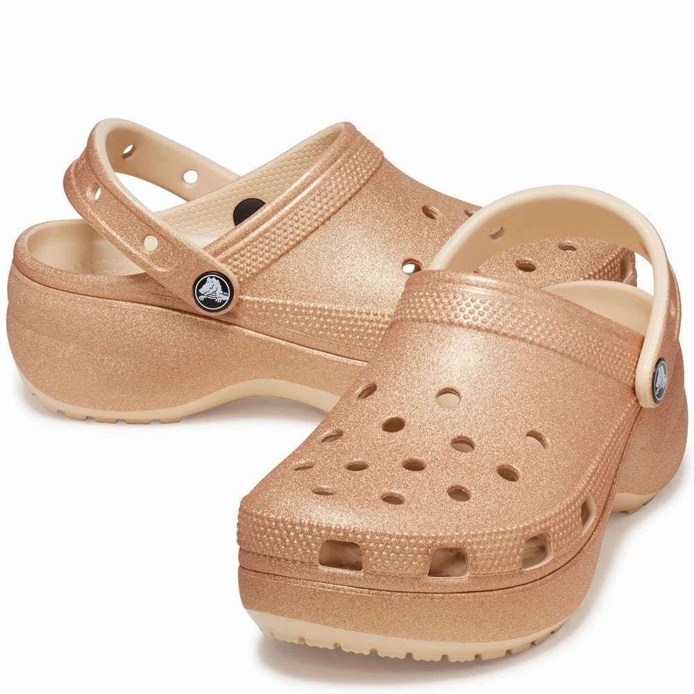 Crocs Classic Platform Glitter Clog Women's Sneakers Casual Walking Shoes